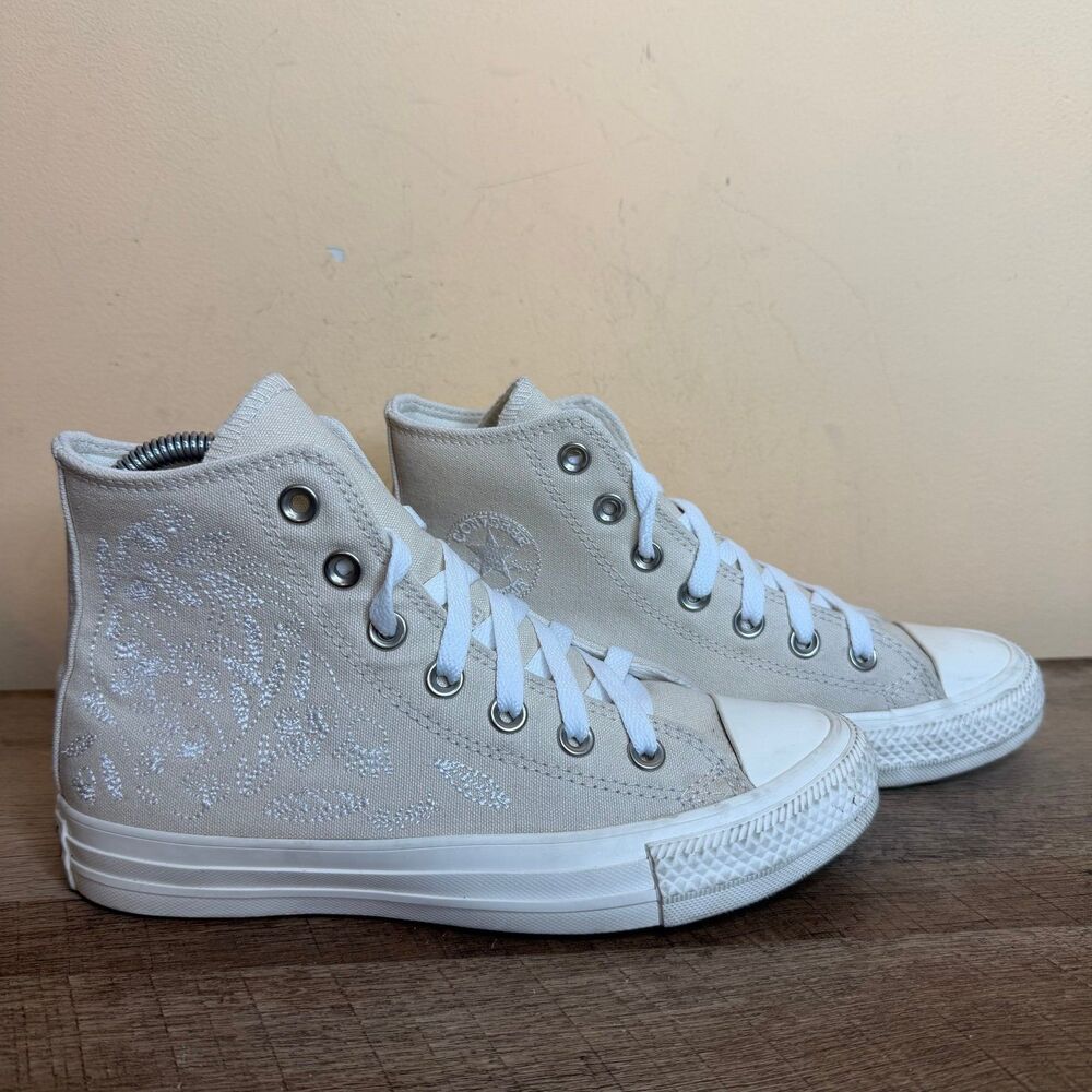 Converse CTAS High 'Embroidered Floral - Ivory' Womens size 6 shoes